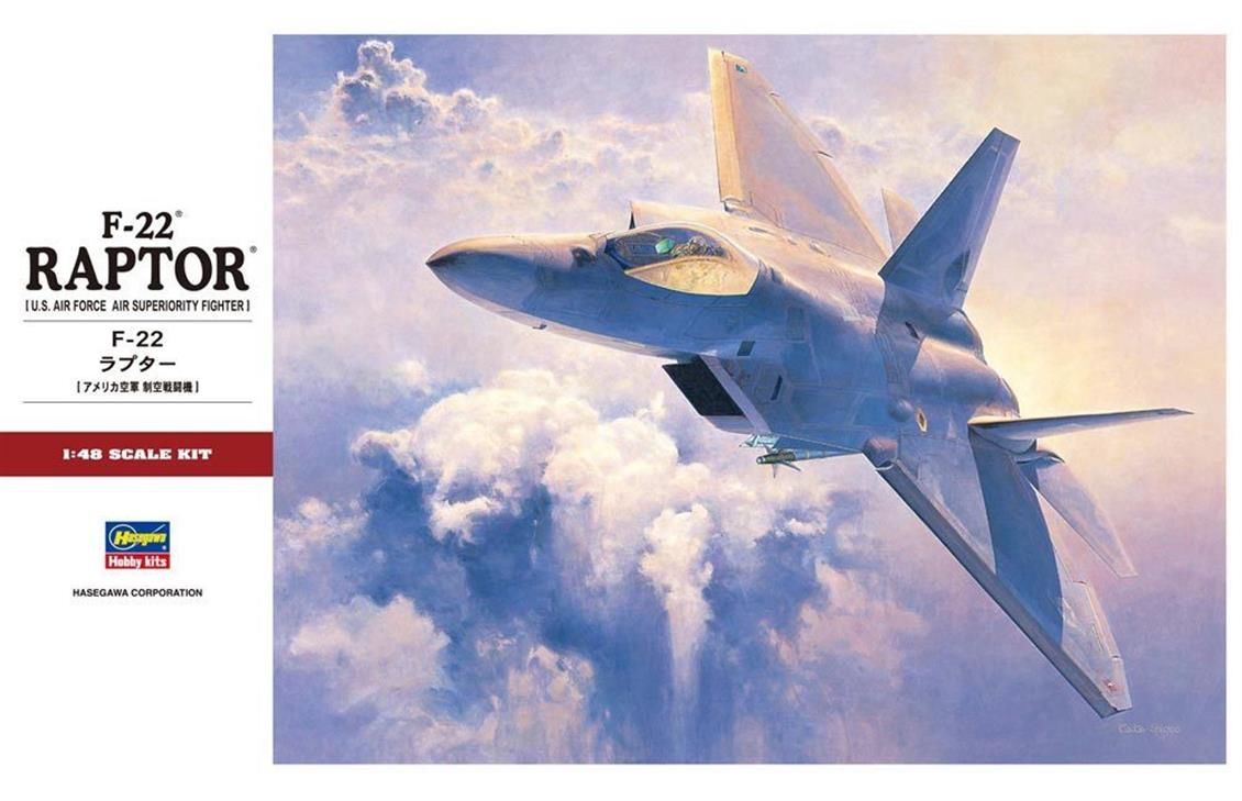 Hasegawa PT45 07245 1/48 Ölçek F-22 Raptor Savaş Uçağı Plastik Model Kiti