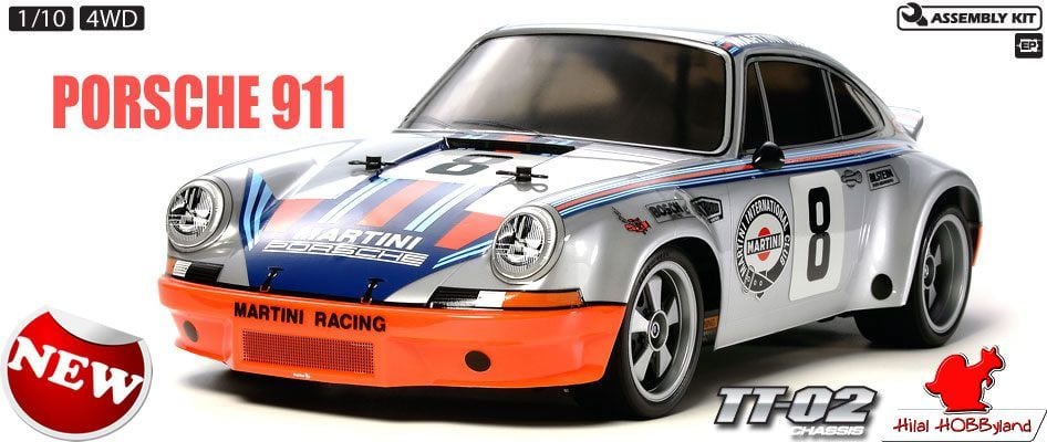 TAMIYA 1/10 Porsche 911 Carrera RSR- TT-02 Chassis - Kit (Demonte)