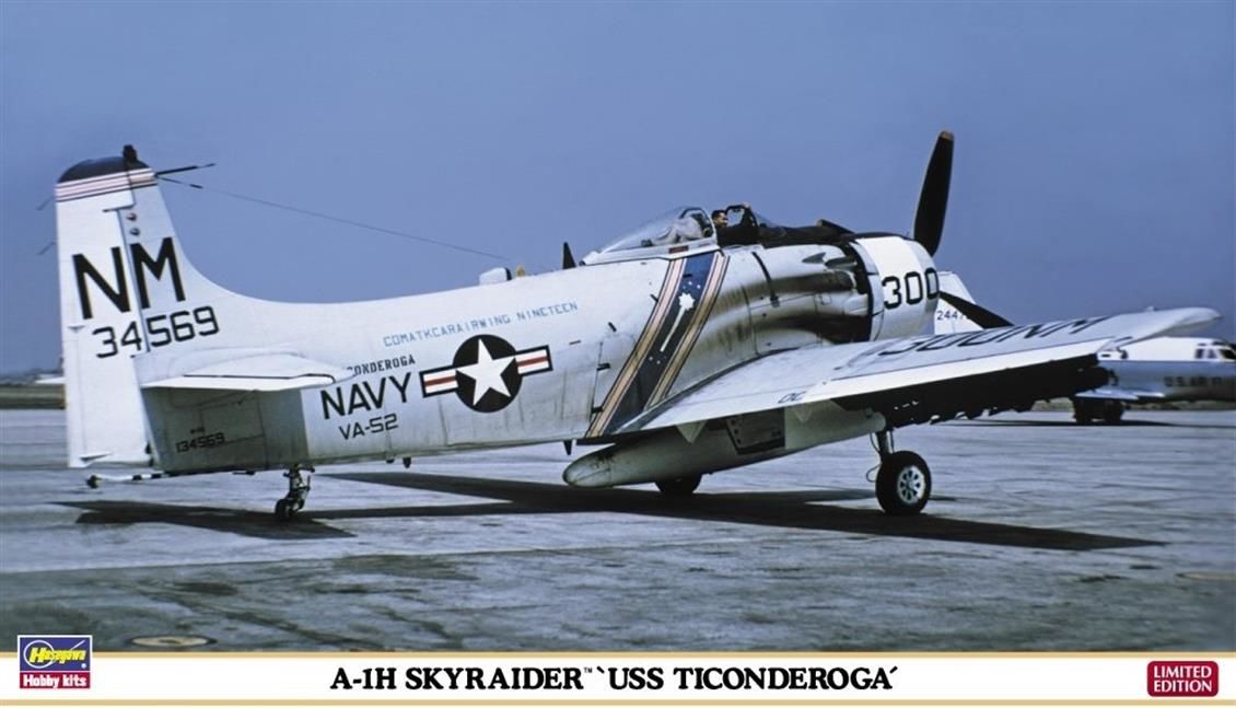 Hasegawa 02262 1/72 Ölçek A-1H Skyraider (USS Ticonderoga) (Limited Edition) Savaş Uçağı Plastik Model Kiti