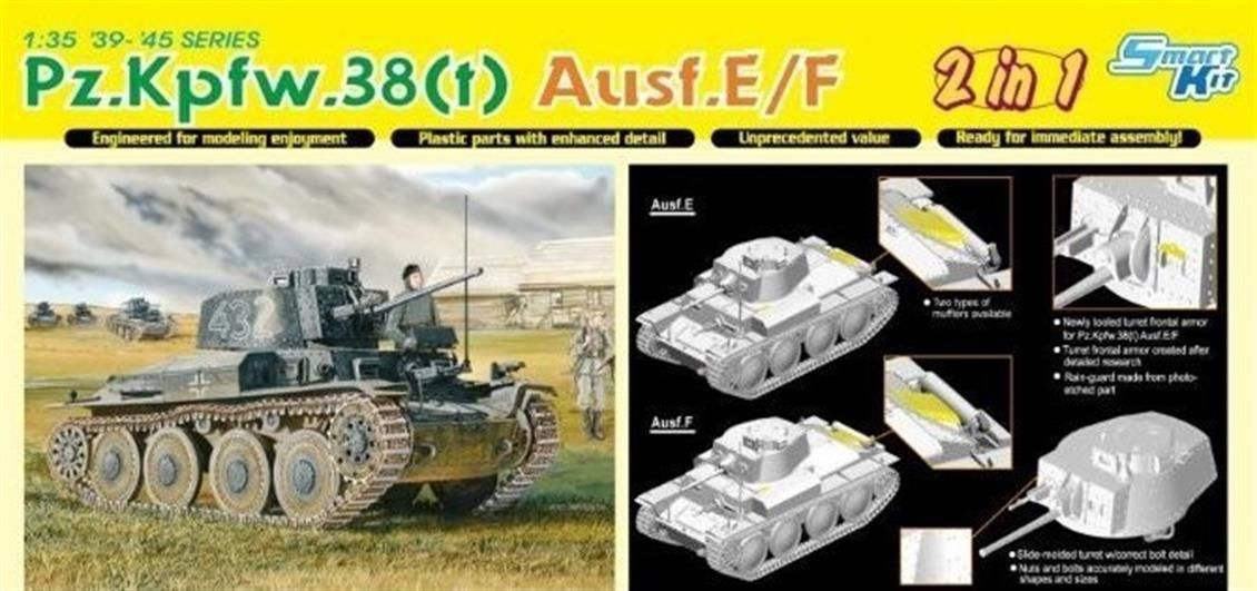 Dragon 6434 1/35 Ölçek Pz.Kpfw.38(t) Ausf.E/F Tankı Plastik Model Kiti