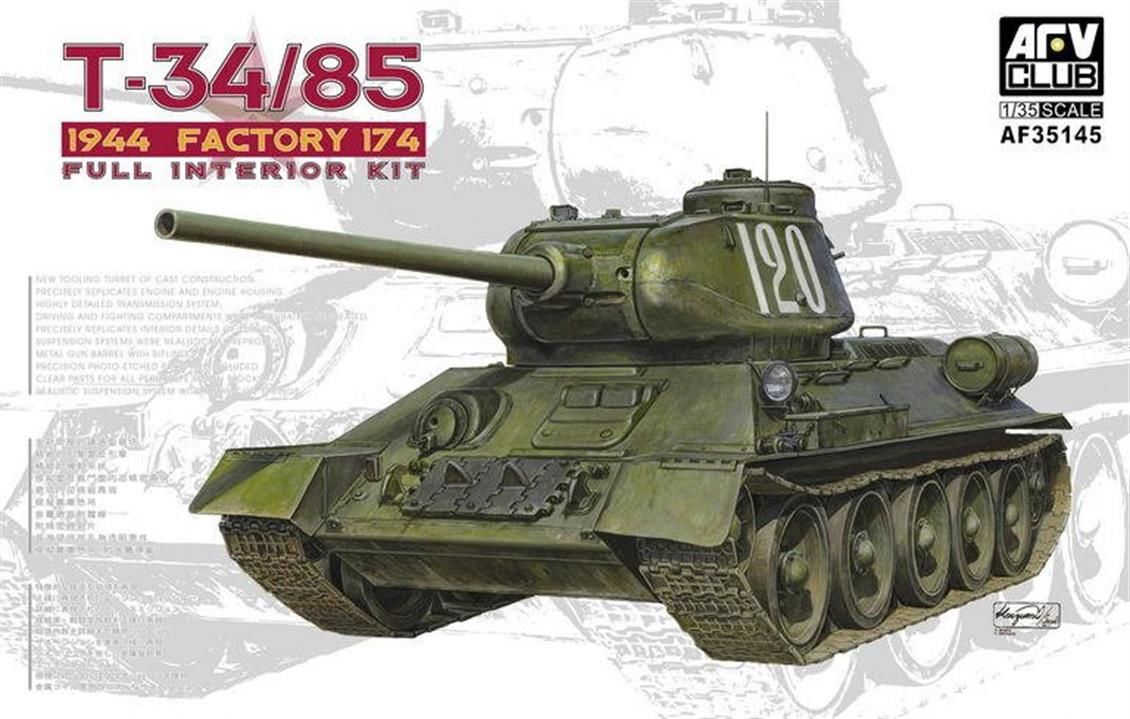 AFV Club AF35145 1/35 T34/85 Model 174 Factory, Komple İç Detaylı Tank Demonte Plastik Maketi