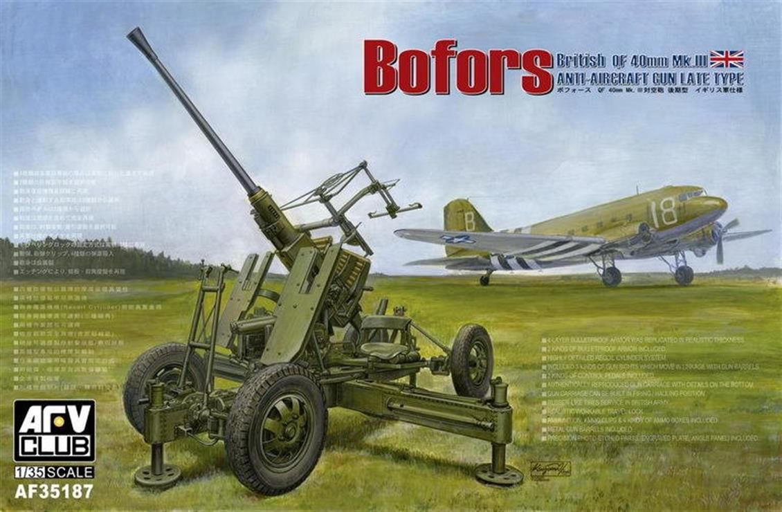 AFV Club AF35187 1/35 British Version of Bofors 40mm MK.III Uçaksavar Demonte Plastik Maketi