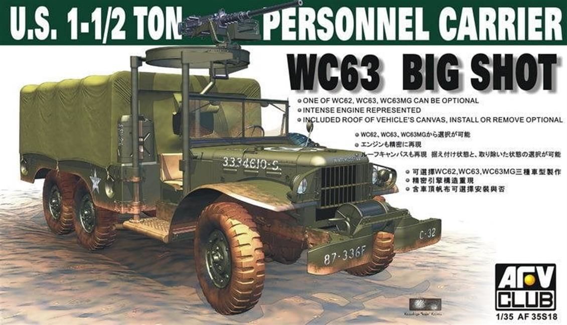 AFV Club AF35S18 1/35 WC63 1-1/2T 6X6 Personel Carrier Askeri Arazi Aracı Demonte Plastik Maketi