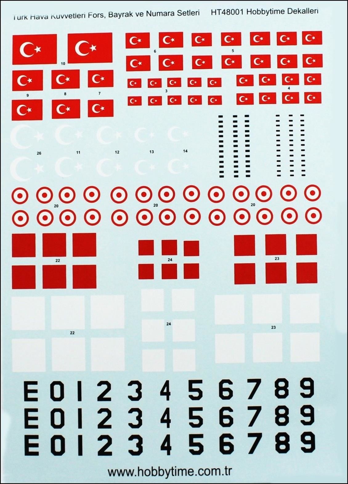 48001 1/48 TÜRK HAVA KUVVETLERİ DECAL SETİ