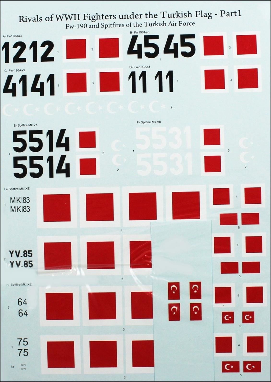 48002 1/48 DECAL-FW 190 AND SPITFIRES OF THE TURKI