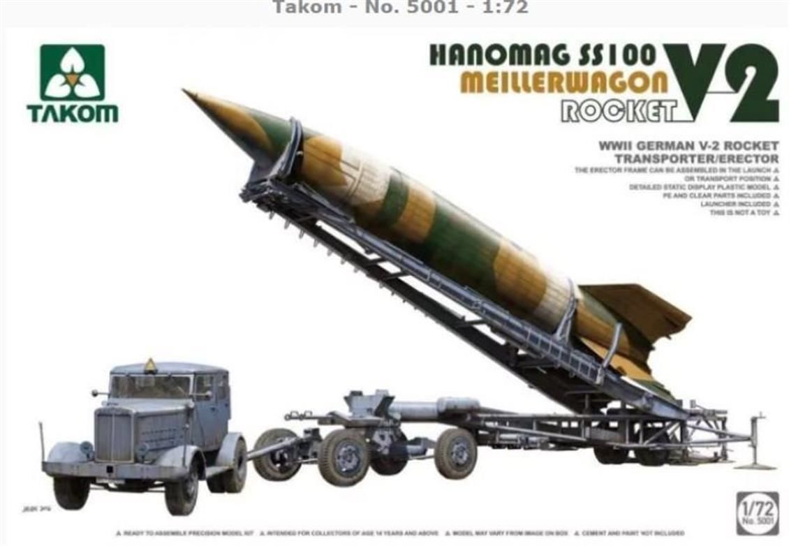Takom 5001 1/72 Alman V-2 Roketi ve Hanomag SS100 Taşıyıcı Demonte Plastik Askeri Araç Maketi
