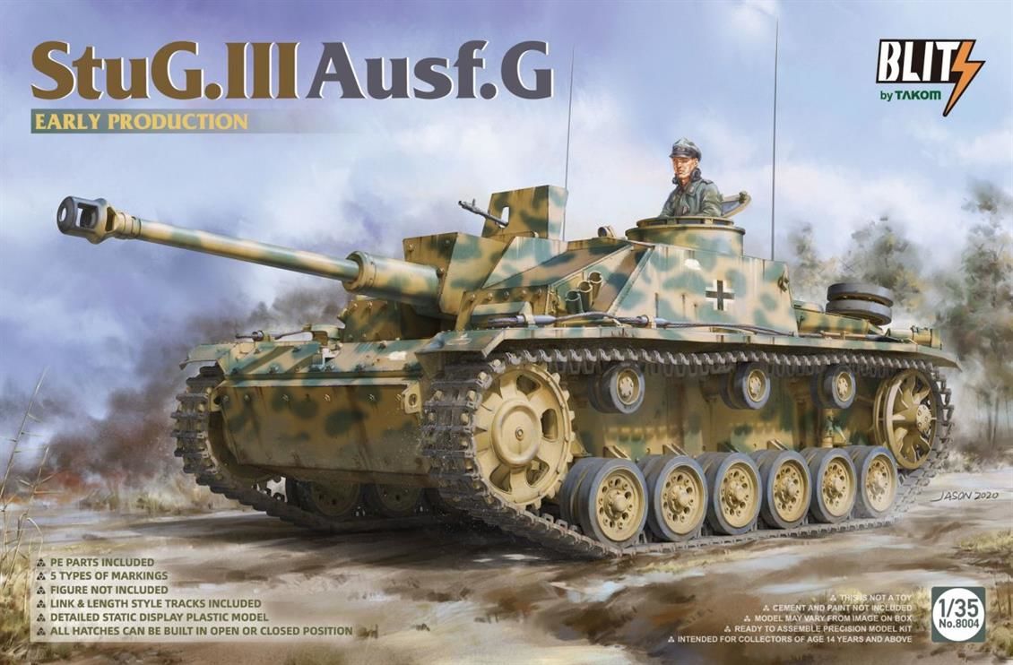 Takom 8004 1/35 Alman Tank Avcısı Stug III Versiyon G İlk Dönem Demonte Plastik Tank Maketi