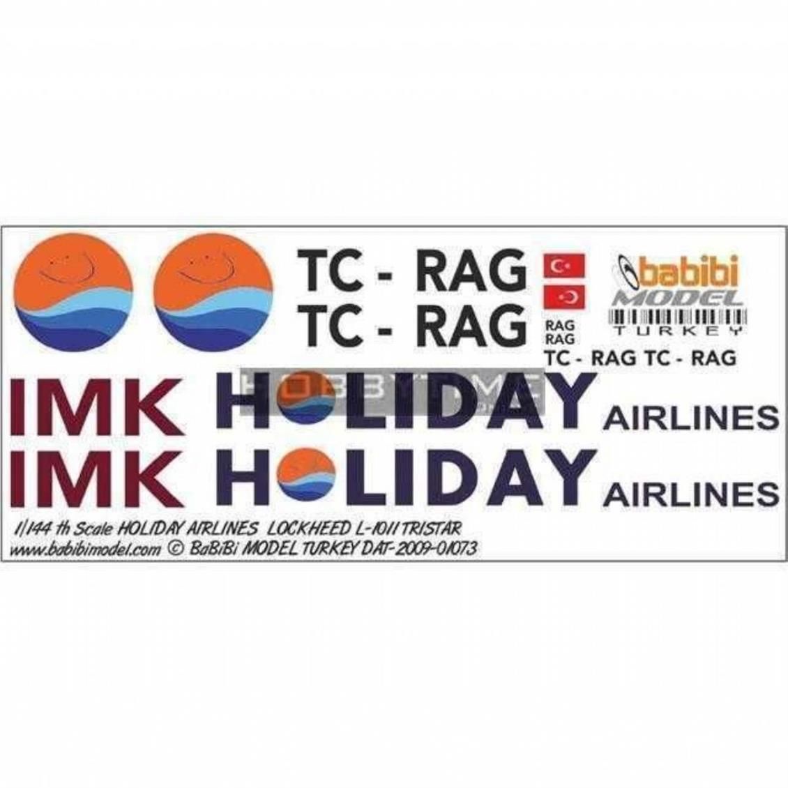 Babibi DAT01073 1/144 Holiday Airlines, Lockheed L-1011, TR, Dekal Çıkartma