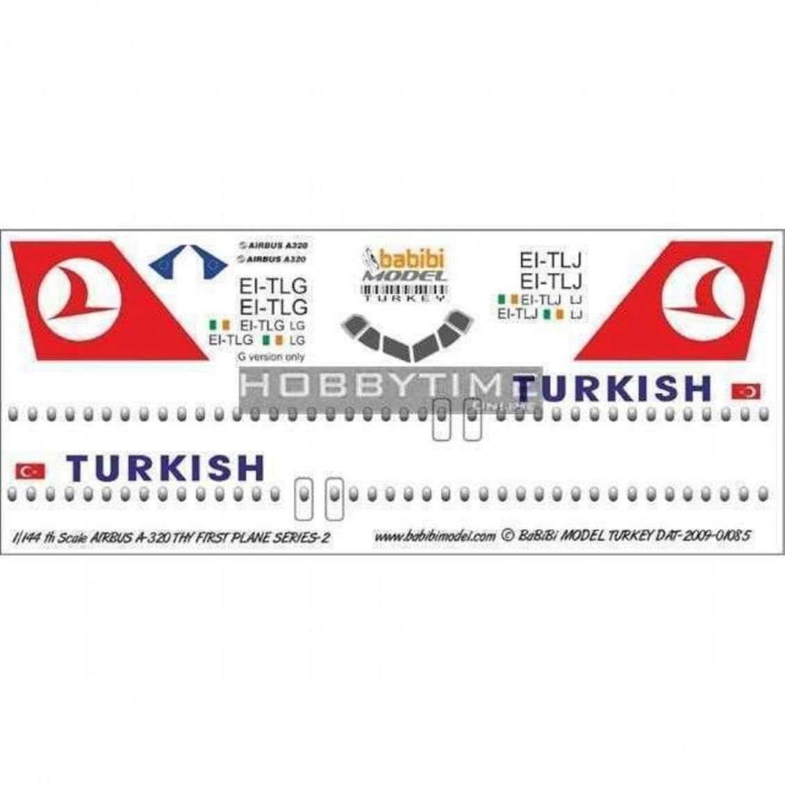 Babibi DAT01085 1/144 Thy, Airbus A320, First Plane Serisi-2, Dekal Çıkartma