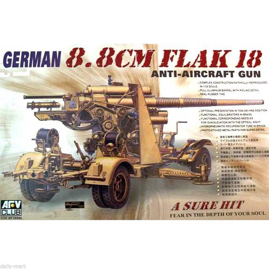 AFV Club AF35088 1/35 8.8cm Flak18 Uçaksavar Topu Demonte Plastik Maketi