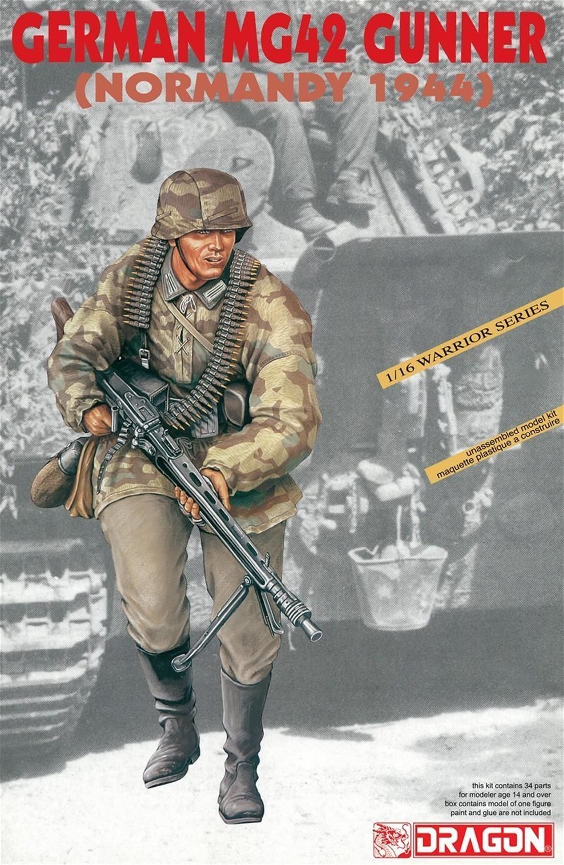 Dragon 1611 1/16 Ölçek Alman MG42 Silahlı (Normandy 1944) Asker Figürleri Plastik Model Kiti