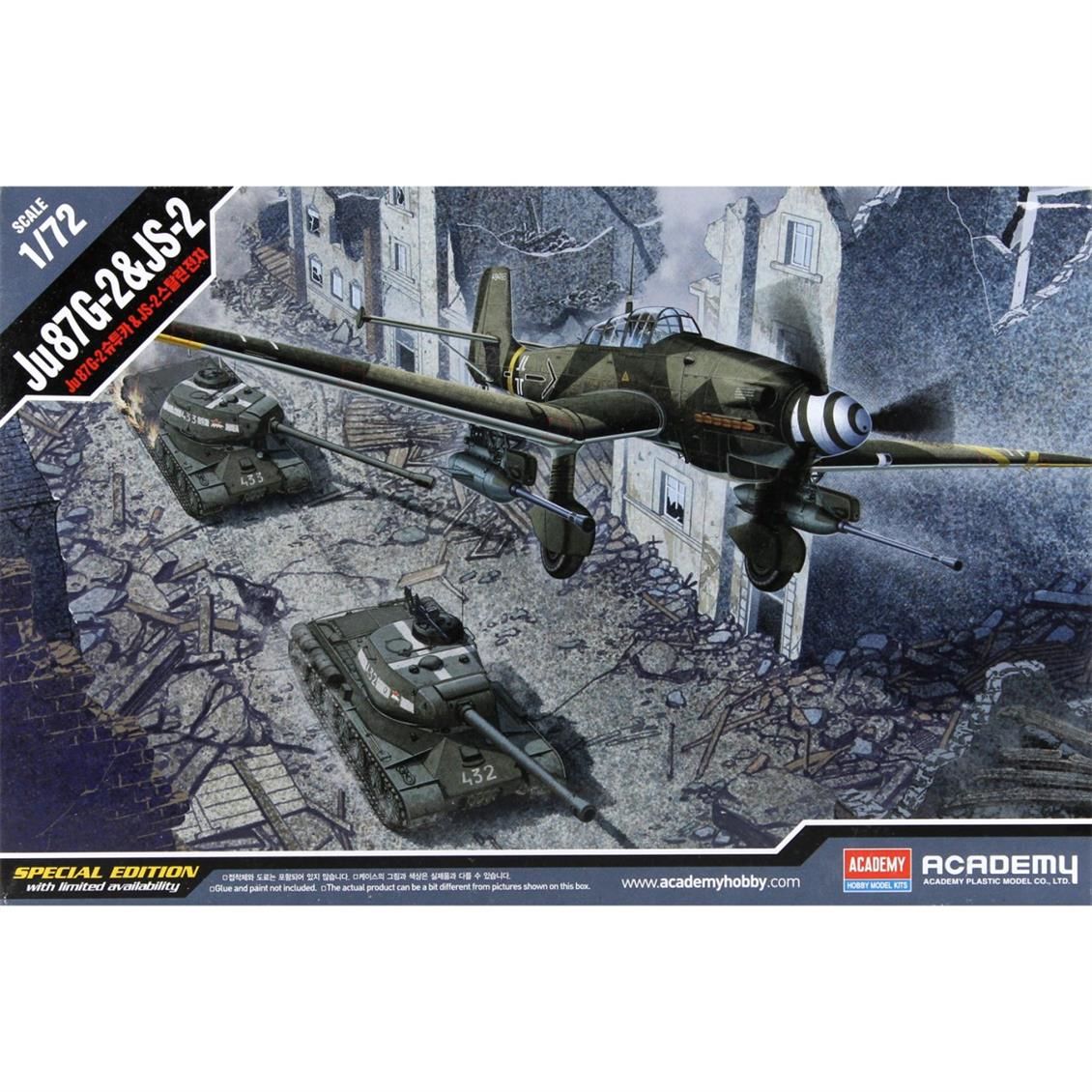 Academy 12539 1/72 JU-87G Stuka & JS-2 Stalin Savaş Uçağı Demonte Plastik Maketi
