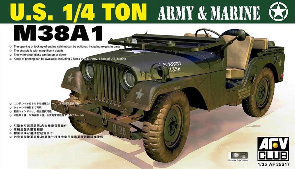 AFV Club AF35S17 1/35 U.S. 1/4 ton M38A1 Army & Marine Askeri Araç Demonte Plastik Maketi
