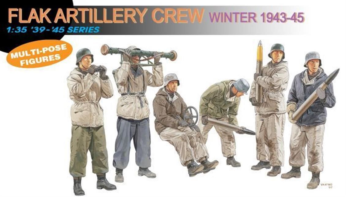 Dragon 6275 1/35 Ölçek Flak Topçu Mürettebatı (Kış 1943-45) Asker Figürleri Plastik Model Kiti