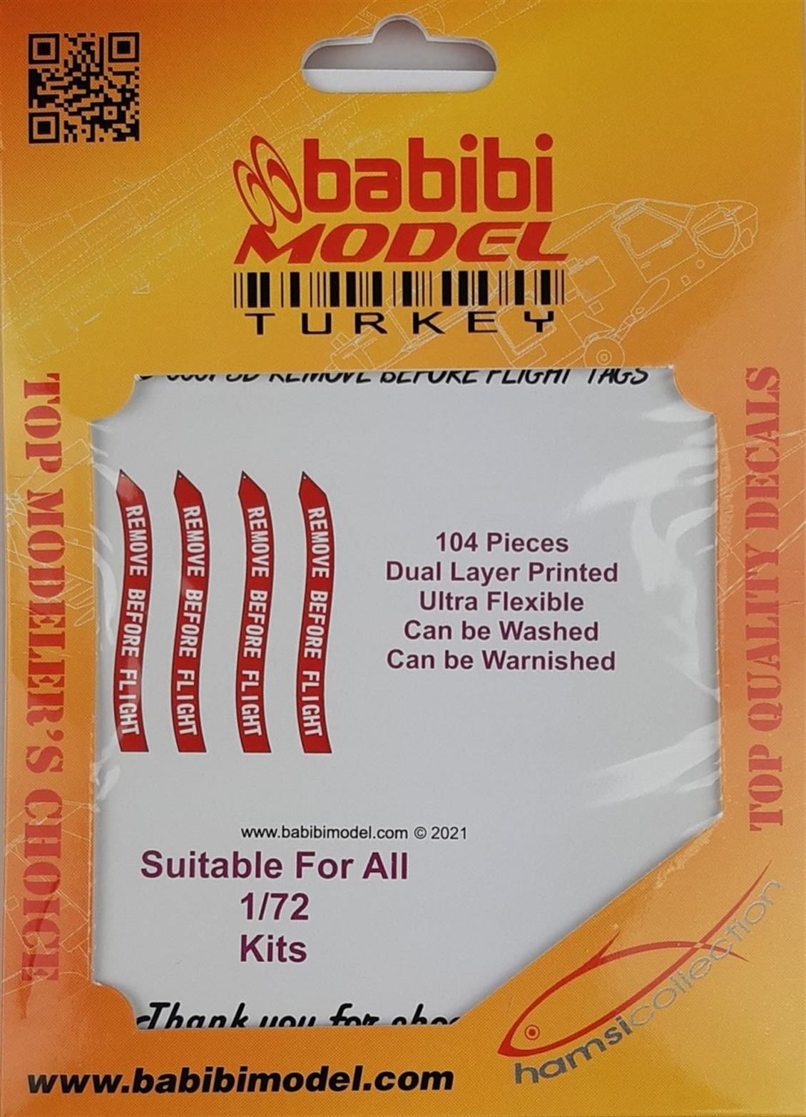 Babibi B3D-0001 1/72 Remove Flight Tags, 3 Boyutlu Dekal Çıkartma