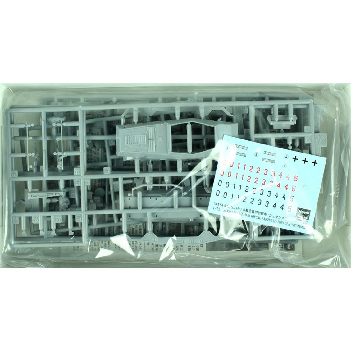 Hasegawa MT54 31154 1/72 Ölçek Sd.Kfz.234/3 Zırhlı Devriye Aracı Plastik Model Kiti