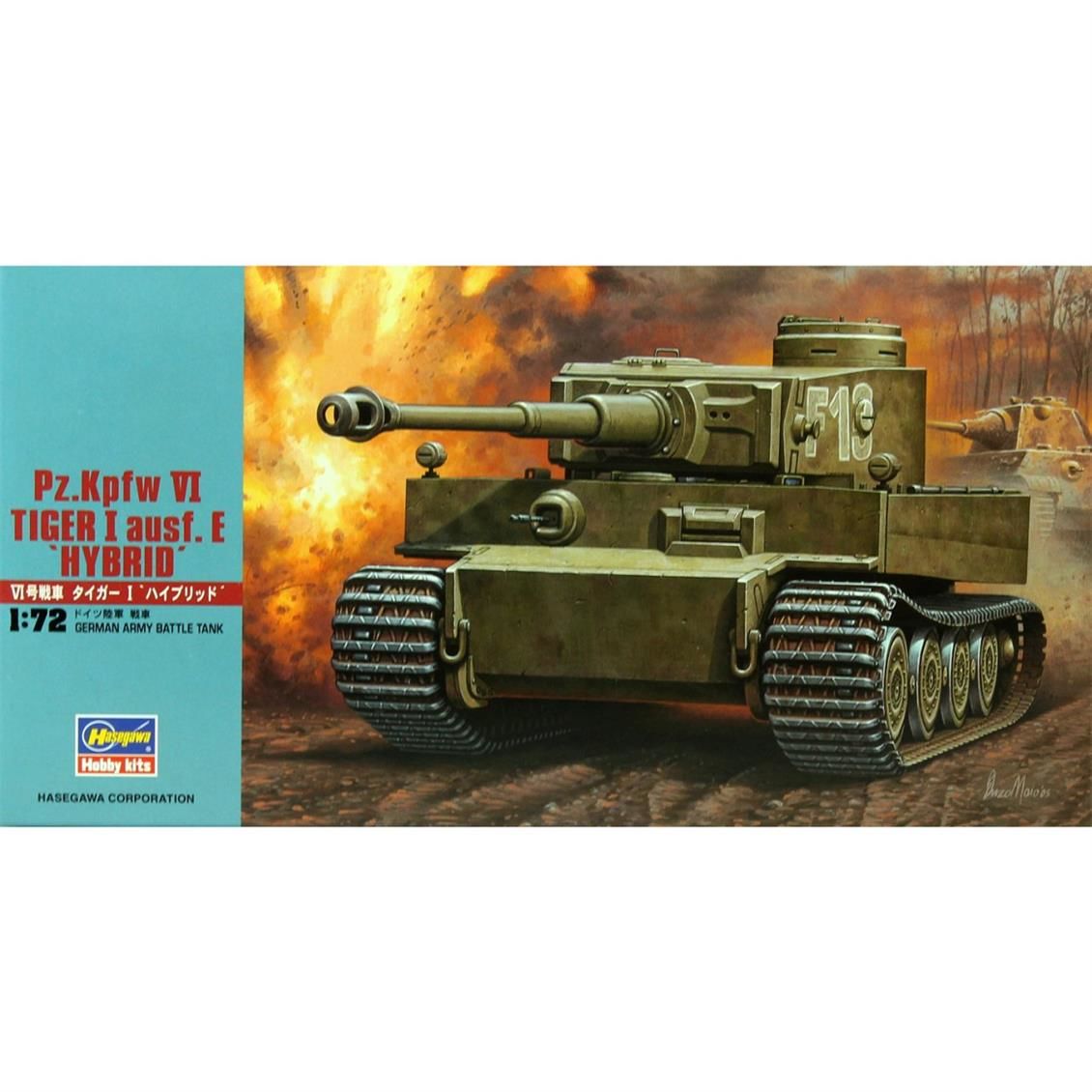 Hasegawa MT55 31155 1/72 Ölçek Pz.Kpfw. VI Tiger I Ausf.E (Hybrid) Tank Plastik Model Kiti