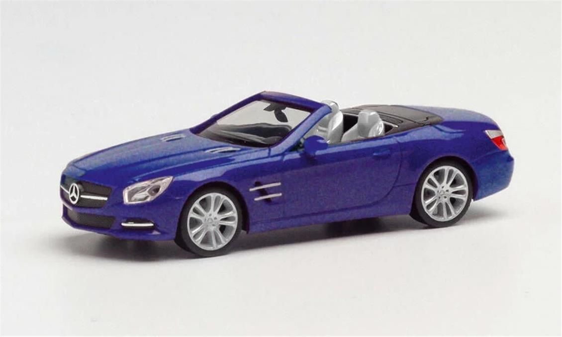 Herpa 034838-002 1/87 Ölçek MB SL-Klasse, Mavi, Sergilemeye Hazır Model Araç