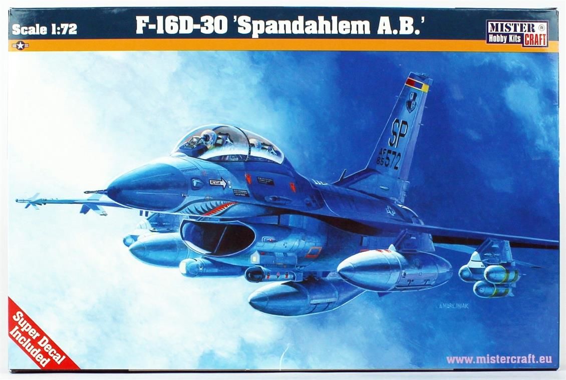 Mistercraft D082 1/72 F-16D-30 (Spadahlem A.B.) Savaş Uçağı Demonte Plastik Maketi