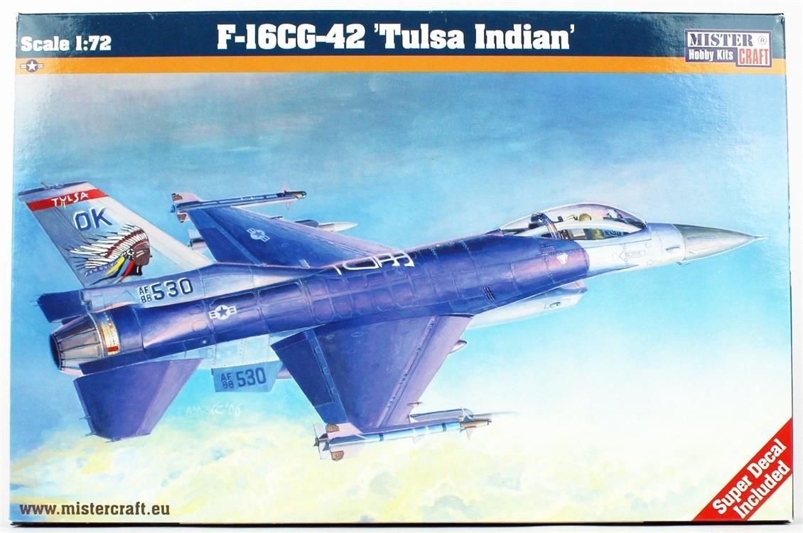 Mistercraft D105 1/72 F-16C-42 (Tulsa Yerlileri) Savaş Uçağı Demonte Plastik Maketi