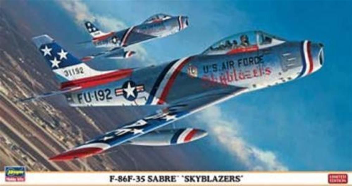 Hasegawa 9969 1/48 Ölçek F-86F-35 Sabre Skyblazers (Limited Edition) Savaş Uçağı Plastik Model Kiti