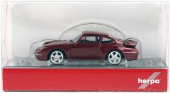 Herpa 031899-002 1/87 Ölçek Porsche 911 Turbo, Arenaro Kırmızısı, Sergilemeye Hazır Model Araç