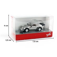 Herpa 030601-003 1/87 Ölçek Porsche 911 Turbo, Metalik Gümüş, Sergilemeye Hazır Model Araç