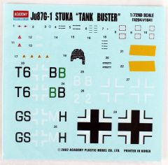 Academy 12450 1/72 Junkers JU-87 G Stuka (Tank Avcısı) Savaş Uçağı Demonte Plastik Maketi