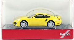 Herpa 028615-003 1/87 Ölçek Porsche 911 Turbo Racing, Sarı, Sergilemeye Hazır Model Araç