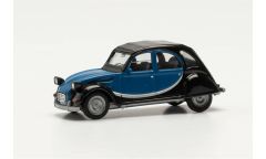 Herpa 020817-006 1/87 Ölçek Citroen 2 CV Charleston, Mavi/Siyah, Sergilemeye Hazır Model Araç