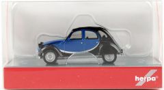 Herpa 020817-006 1/87 Ölçek Citroen 2 CV Charleston, Mavi/Siyah, Sergilemeye Hazır Model Araç