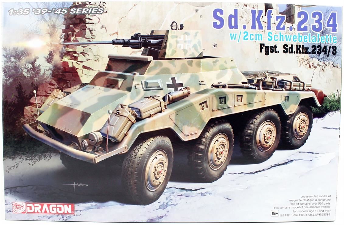 Dragon 6969 1/35 Ölçek Sd.Kfz. 234/3 w/2cm, Amfibik Hafif Zırhlı ve 2 cm. Topu Plastik Model Kiti