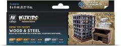 Vallejo 80256 8x8 ml. Premium set, Wood & Steel, Wizkits Serisi Model Boyası Seti