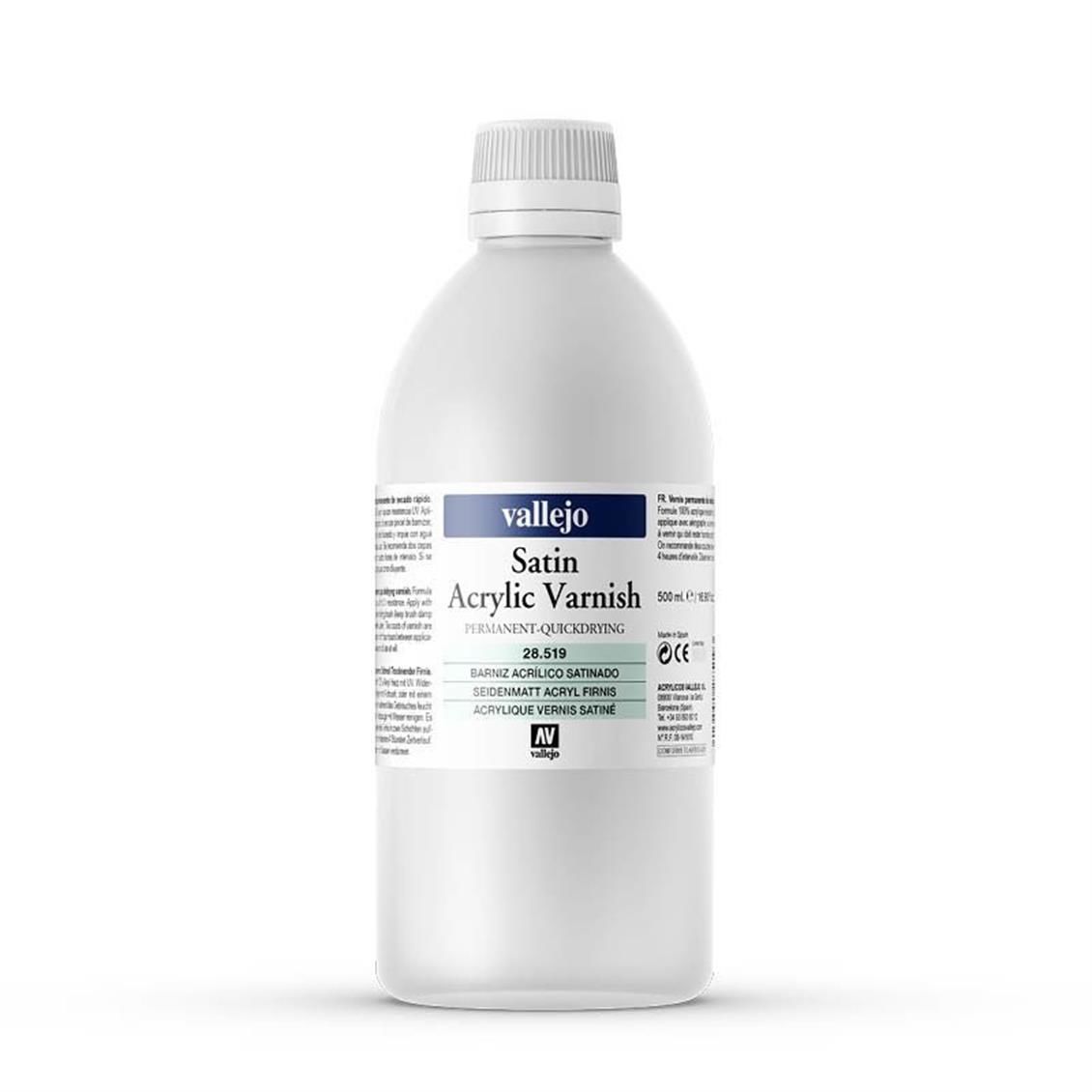 Vallejo 28519 500 ml. Yarı Mat Vernik, Model Boyası
