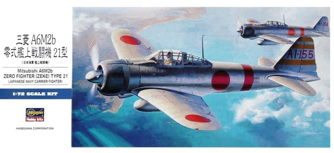 Hasegawa D21 00451 1/72 Ölçek Mitsubishi A6M2 Zero Fighter Type 21 (Zeke) Savaş Uçağı Plastik Model Kiti