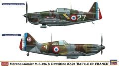 Hasegawa 01941 1/72 Ölçek Morane Saulnier M.S.406 & Dewoitine D.5 (Limited Edition) Savaş Uçağı Plastik Model Kiti