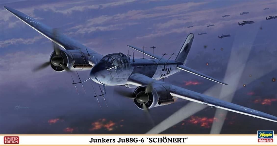 Hasegawa 01955 1/72 Ölçek Junkers JU88G-6 Schönert (Limited Edition) Savaş Uçağı Plastik Model Kiti