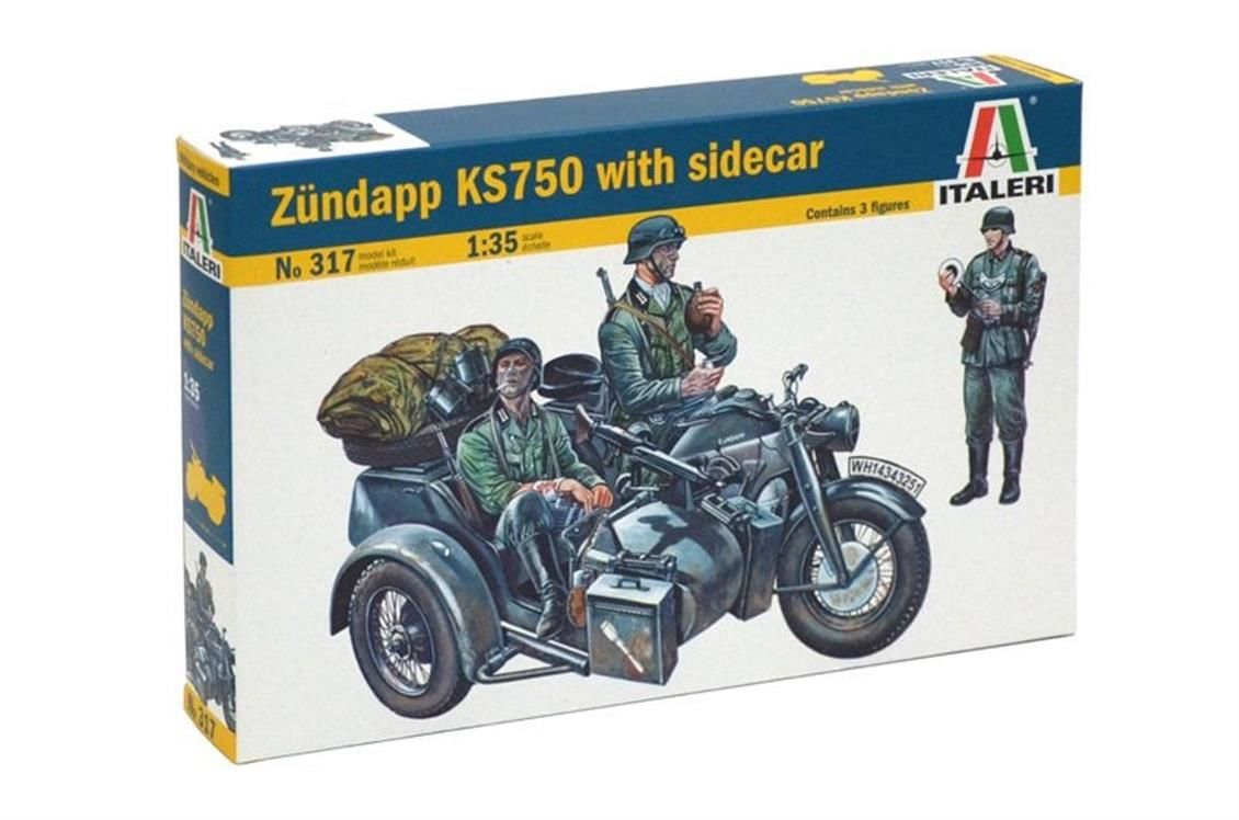Italeri 0317S 1/35 Zündapp KS750 Sepetli Askeri Motorsiklet ve Figürleri Demonte Plastik Maketi