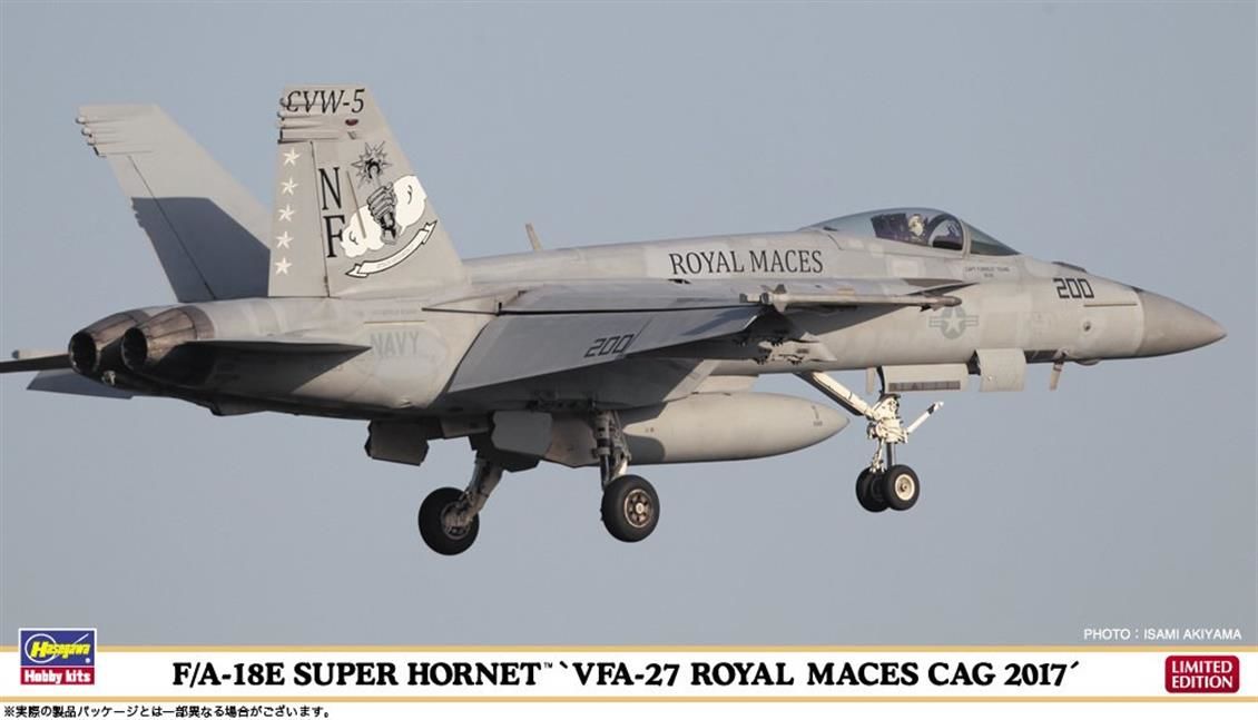 Hasegawa 02254 1/72 Ölçek F/A-18E Super Hornet (VFA-27 Royal Maces Cag 2017) (Limited Edition) Savaş Uçağı Plastik Model Kiti