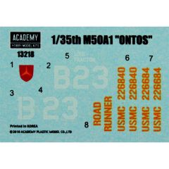 Academy 13218 1/35 U.S.M.C. M50A1 ONTOS Tank Demonte Plastik Maketi