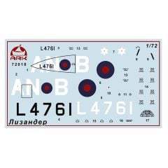 72018 1/72 Westland Lysander British multirole pla