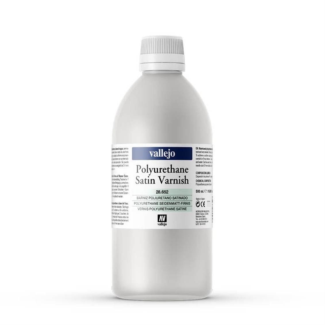 Vallejo 28652 500 ml. Poliürethan Yarı Mat Vernik, Model Boyası