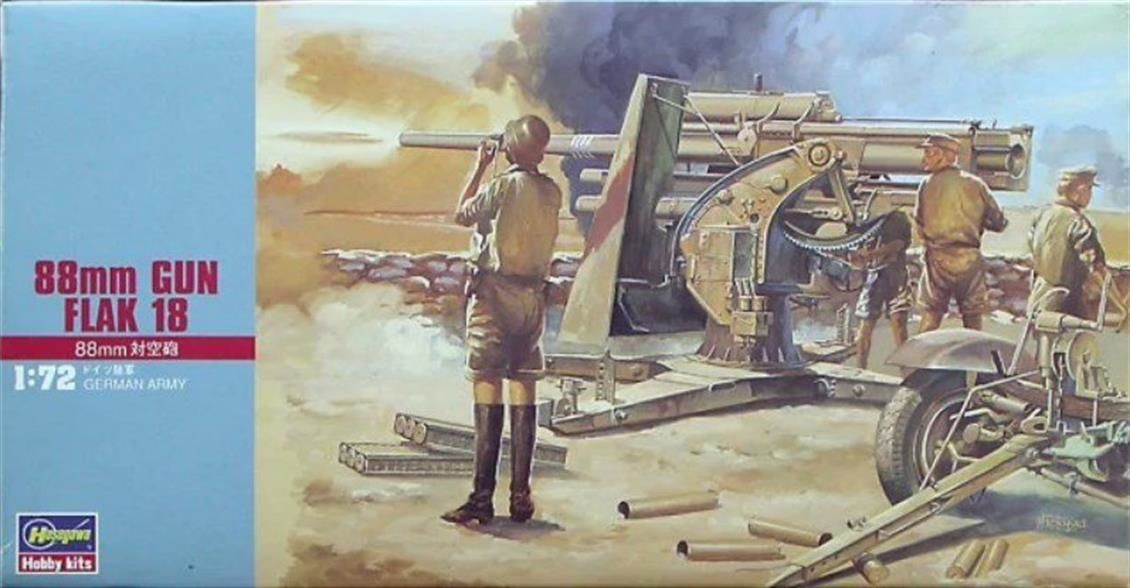Hasegawa MT10 31110 1/72 Ölçek 88mm Gun Flak 18 Top Plastik Model Kiti