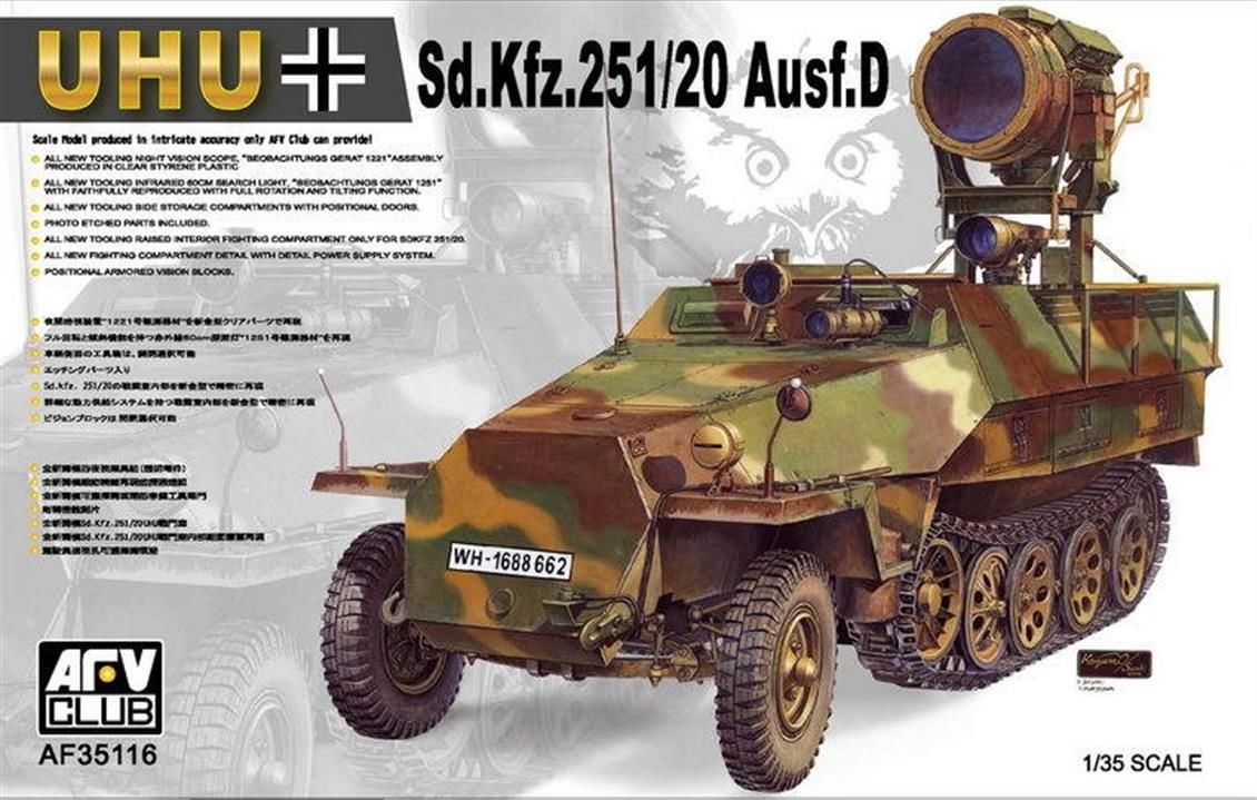 AFV Club AF35116 1/35 Sdkfz.251/20 Ausf.D UHU Kızıl Ötesi Işıldaklı Yarı Paletli Kamyon Demonte Plastik Maketi