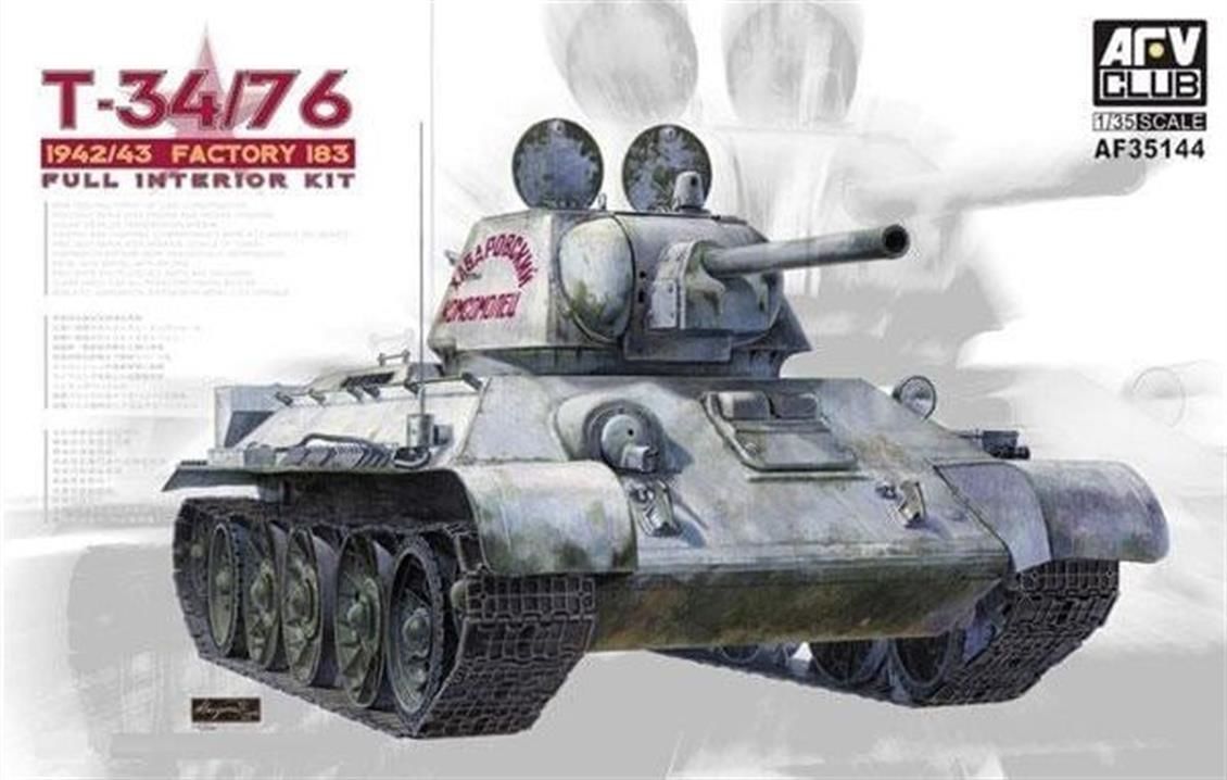 AFV Club AF35144 1/35 T34/76 Model 1942/43 Factory no.183, Komple İç Detaylı Tank Demonte Plastik Maketi