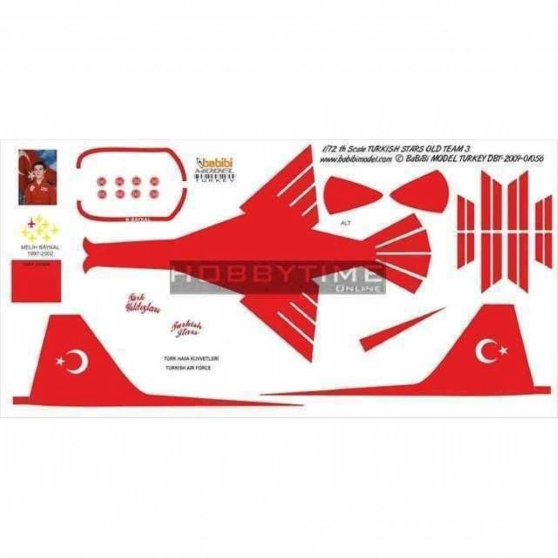 Babibi DBT01056 1/72 Türk Yıldızları Old-3, Dekal Çıkartma