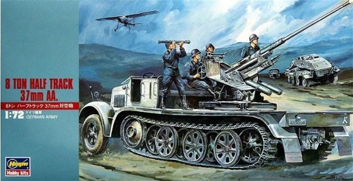 Hasegawa MT18 31118 1/72 Ölçek 8 Ton Yarı Paletli 37mm Uçaksavar Plastik Model Kiti