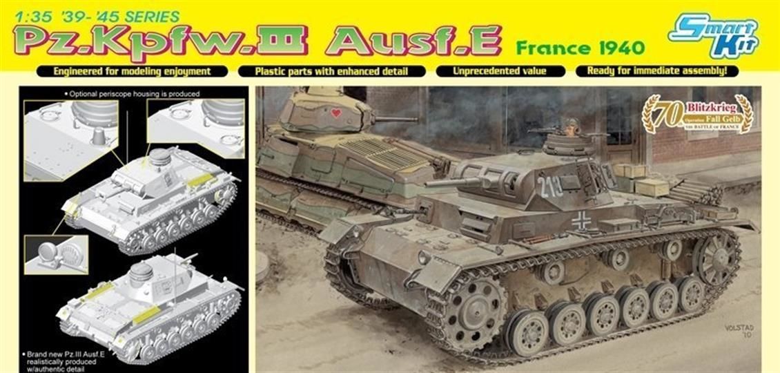 Dragon 6631 1/35 Ölçek Pz.Kpfw.III Ausf.E (Fransa 1940) Tankı Plastik Model Kiti