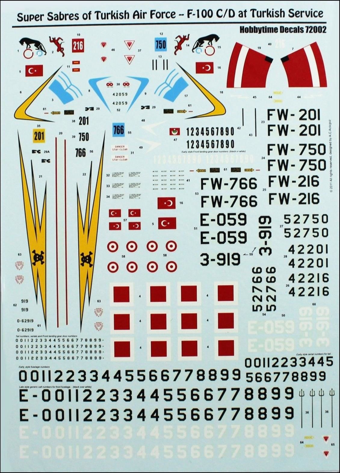 72002 1/72 TÜRK F 100 C/D DECAL SETİ