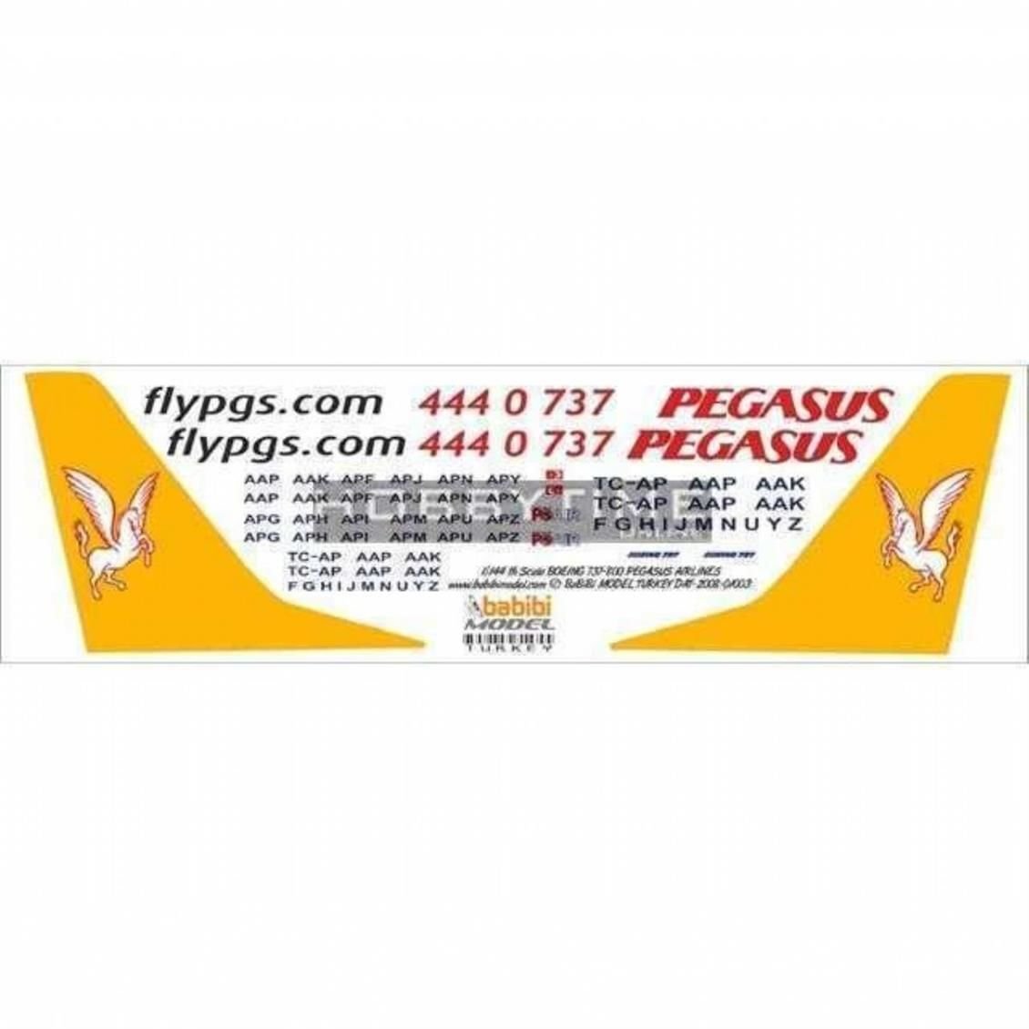 Babibi DAT01003 1/144 Pegasus, Boeing 737-800, Dekal Çıkartma